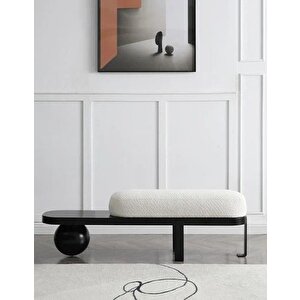 Scpf-113 Marivelle Dekoratif Ayaklı Metal Detaylı Rahat Puf Bench Modern Lobi Koltuğu Yatak Ucu Pufu
