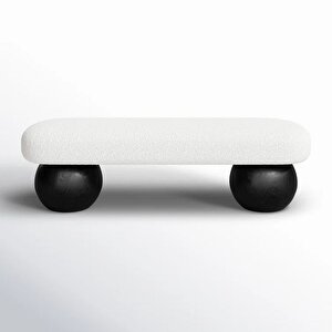 Scpf-111 Tempesta Yuvarlak Ahşap Detaylı Bohem Modern Puf Bench Rahat Lobi Koltuğu Yatak