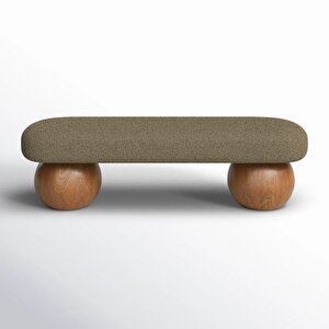 Scpf-111 Tempesta Yuvarlak Ahşap Detaylı Bohem Modern Puf Bench Rahat Lobi Koltuğu Yatak