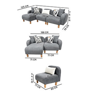 Garcia Bohem Modüler Köşe Takımı, Gri