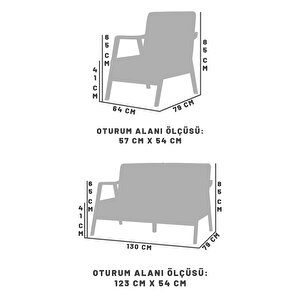 Pavia Çay Seti Natürel Ahşap, Sütlü Kahve (1 Adet Iki̇li̇ Berjer 1 Adet Tekli̇ Berjer)