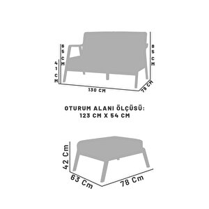 Pavia Çay Seti Natürel Ahşap, Sütlü Kahve (1 Adet Iki̇li̇ Berjer 1 Adet Puf)