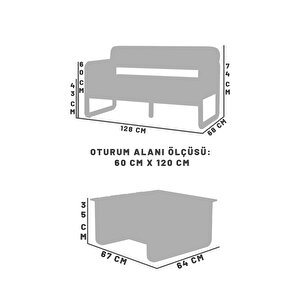 Alaves Hazeran Jüt Çay Seti Ceviz Ahşap,sütlü Kahve (1 Adet Iki̇li̇ Berjer 1 Adet Sehpa)