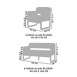 Alaves Hazeran Jüt Çay Seti Ceviz Ahşap,sütlü Kahve (1 Adet Iki̇li̇ Berjer 2 Adet Tekli̇ Berjer)