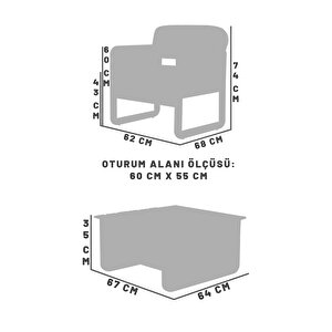 Alaves Hazeran Jüt Çay Seti Ceviz Ahşap,sütlü Kahve (2 Adet Tekli̇ Berjer 1 Adet Sehpa)