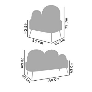 Petra Çay Seti Siyah Kazayağı/taba Deri (2 Adet Tekli̇ Berjer 1 Adet Iki̇li̇ Berjer)