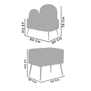 Petra Çay Seti Siyah Kazayağı/taba Deri (2 Adet Tekli̇ Berjer 1 Adet Puf)