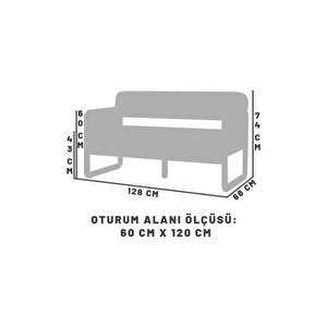 Aryaves Hazeran Jüt Bohem İkili Kanepe Ceviz Ahşap, Sütlü Kahve