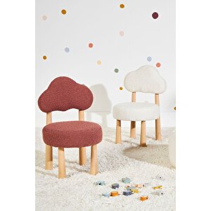 Scys-011 Nuvaloso Modern Bulut Detaylı Çocuk Sandalyeli Rahat Teddy Kumaş Sandalye Tabure
