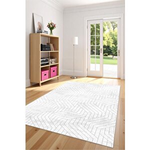 Minimalizmin Dinamiği Gri Ve Beyazın Dansı Yıkanabilir Kaymaz Halı