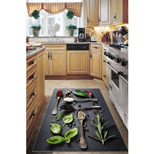 Lezzetle Gelen Stil Mutfakta Şıklığın Yeni Yolu Baharat Temalı Dekoratif Kaymaz Taban Halı 80x200 cm