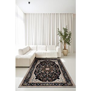 Zeminde Bir Saray Medalyonlu Ve Çiçekli Halı Tasarımı - Kaymaz Taban 80x50 cm