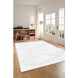 Minimalizmin Dinamiği Gri Ve Beyazın Dansı Yıkanabilir Kaymaz Halı