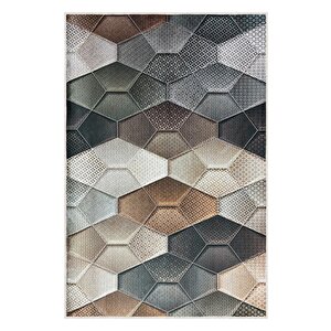 Her Karede Denge Şık Ve Yıkanabilir Geometrik Kaymaz Taban Halı