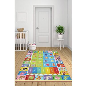 Minik Ayaklara Büyük Bilgiler: Eğlenceli Eğitim Halısı - Kaymaz Taban 100x200 cm