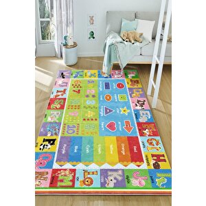 Minik Ayaklara Büyük Bilgiler: Eğlenceli Eğitim Halısı - Kaymaz Taban 100x300 cm