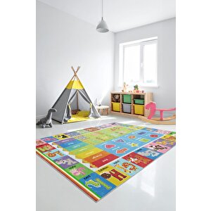 Minik Ayaklara Büyük Bilgiler: Eğlenceli Eğitim Halısı - Kaymaz Taban 100x300 cm