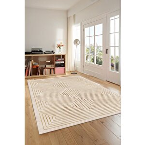 Zeminde Bir Labirent Simetrik Çizgili Modern Kaymaz Taban Halı 120x180 cm