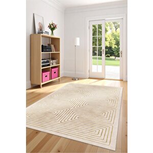 Zeminde Bir Labirent Simetrik Çizgili Modern Kaymaz Taban Halı 160x250 cm