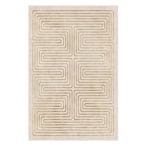 Zeminde Bir Labirent Simetrik Çizgili Modern Kaymaz Taban Halı