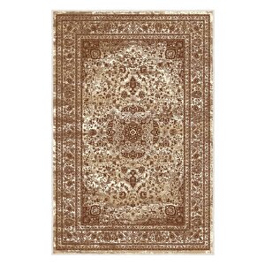 Kültürle Bezenmiş Konfor Bej Ve Kahve Tonlarında Klasik Kaymaz Taban Halı