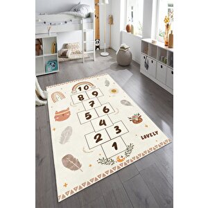 Minik Ayaklara Büyük Hayaller: Çocuk Odasına Neşe Katın Renkli Kaymaz Yıkanabilir Eğitici Halı 160x250 cm