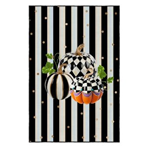 Modern Mutfaklara Masalsı Dokunuş: Balkabağı Desenli Tasarım Siyah Beyaz Halı