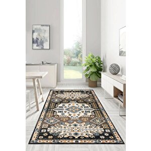Salonunuza Kültürel Bir Dokunuş Geometrik Ve Floral Desenli Kaymaz Taban Halı 80x50 cm