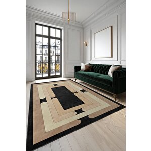 Stil Sahibi Mekanlara Yıkanabilir Kaymaz Geometrik Halı