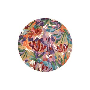 Zeminde Bir Tablo Fırça Dokunuşlu Modern Halı Tasarımı Yuvarlak Kaymaz Taban