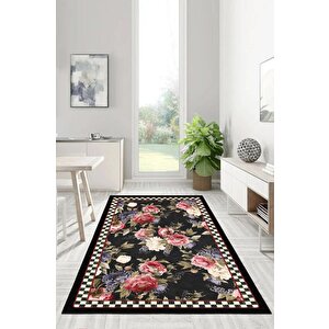 Her Adımda Bir Bahar Renkli Çiçeklerle Bezenmiş Kaymaz Taban Halı 80x350 cm