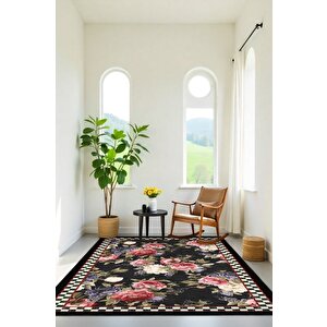 Her Adımda Bir Bahar Renkli Çiçeklerle Bezenmiş Kaymaz Taban Halı 80x120 cm