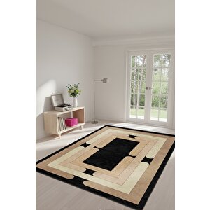Stil Sahibi Mekanlara Yıkanabilir Kaymaz Geometrik Halı 80x120 cm