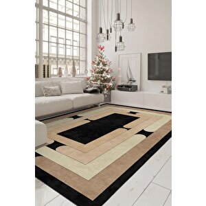 Stil Sahibi Mekanlara Yıkanabilir Kaymaz Geometrik Halı 80x120 cm