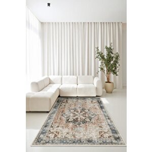 Doğal Işıkla Parlayan Desenler Klasik Dokunuşlu Modern Kaymaz Taban Halı 180x280 cm