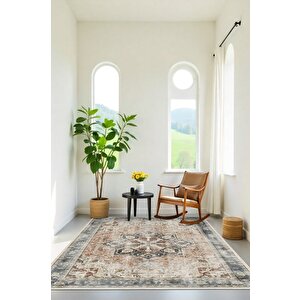 Doğal Işıkla Parlayan Desenler Klasik Dokunuşlu Modern Kaymaz Taban Halı 100x300 cm