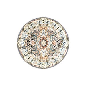 Zeminde Bir Dönüş Yuvarlak Medalyonlu Halı Tasarımı - Kaymaz Taban