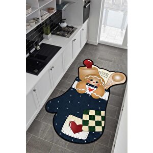 Tatlı Bir Dokunuş Fırın Eldiveni Formunda Neşe - Kaymaz Taban Mutfak Halısı 120x180 cm