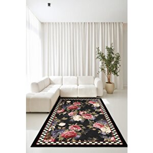 Her Adımda Bir Bahar Renkli Çiçeklerle Bezenmiş Kaymaz Taban Halı 80x200 cm