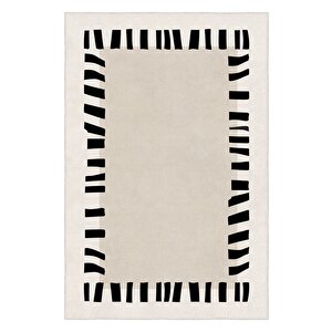 Zeminde Çerçeve Sanatı Asimetrik Kenarlıklı Modern Kaymaz Taban Halı