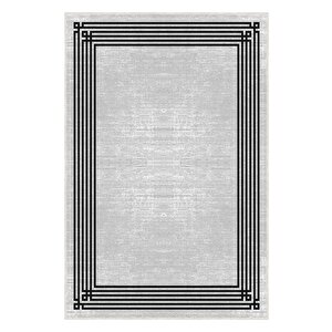 Sadelikte Derinlik Gri Ve Siyahın Buluştuğu Halı- Kaymaz Taban