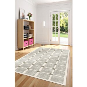 Zeminde Sessiz Şıklık Kaymaz Taban Yıkanabilir Modern Dekoratif Halı 80x120 cm