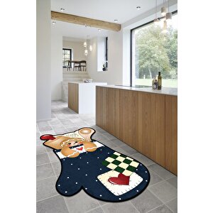 Tatlı Bir Dokunuş Fırın Eldiveni Formunda Neşe - Kaymaz Taban Mutfak Halısı 60x100 cm