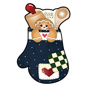 Tatlı Bir Dokunuş Fırın Eldiveni Formunda Neşe - Kaymaz Taban Mutfak Halısı