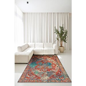 Desenlerle Zaman Yolculuğu: Renkli Ve Motifli Halı Tasarımı - Kaymaz Taban 80x200 cm