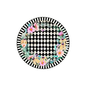 Zeminde Bir Bahçe Doğayla Geometrinin Buluştuğu Nokta Dekoratif Kaymaz Taban Yuvarlak Halı