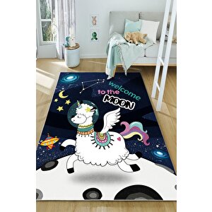 Minik Kaşiflere Özel Galaksiler Arasında Renkli Lama Halısı 80x300 cm