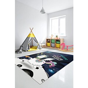 Minik Kaşiflere Özel Galaksiler Arasında Renkli Lama Halısı 80x300 cm