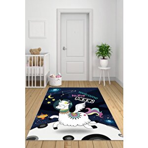 Minik Kaşiflere Özel Galaksiler Arasında Renkli Lama Halısı 80x300 cm