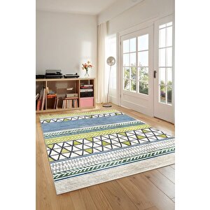 Desenlerin Dansı Geometrik Renkli Modern Renkli Kaymaz Taban Halı 80x120 cm